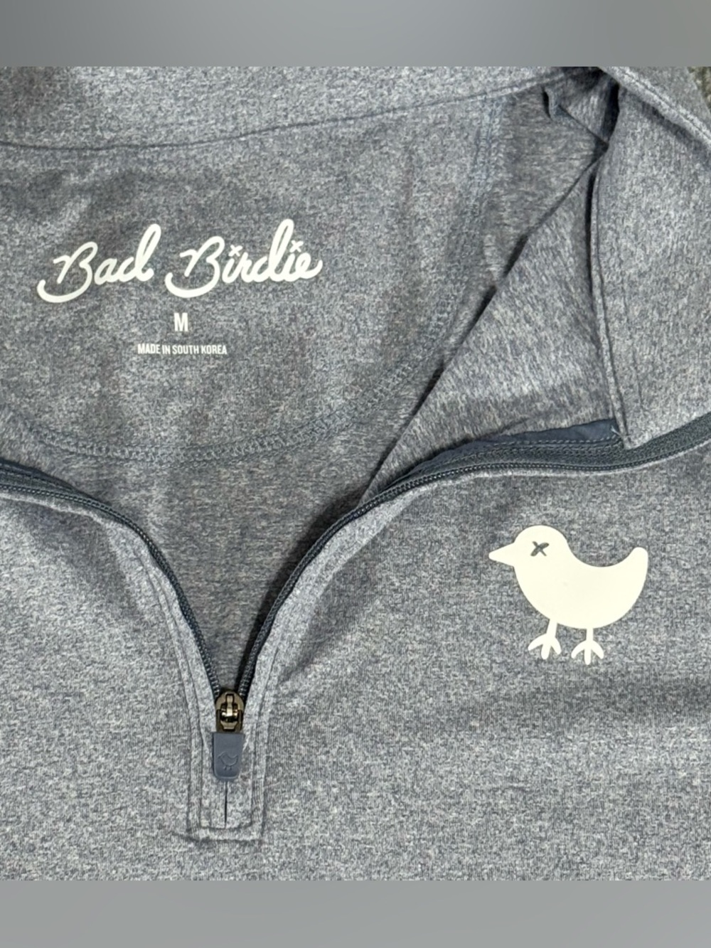Bad Birdie Men’s Medium 1/4 Zip Pullover Grey Performance Golf Preppy Velocity